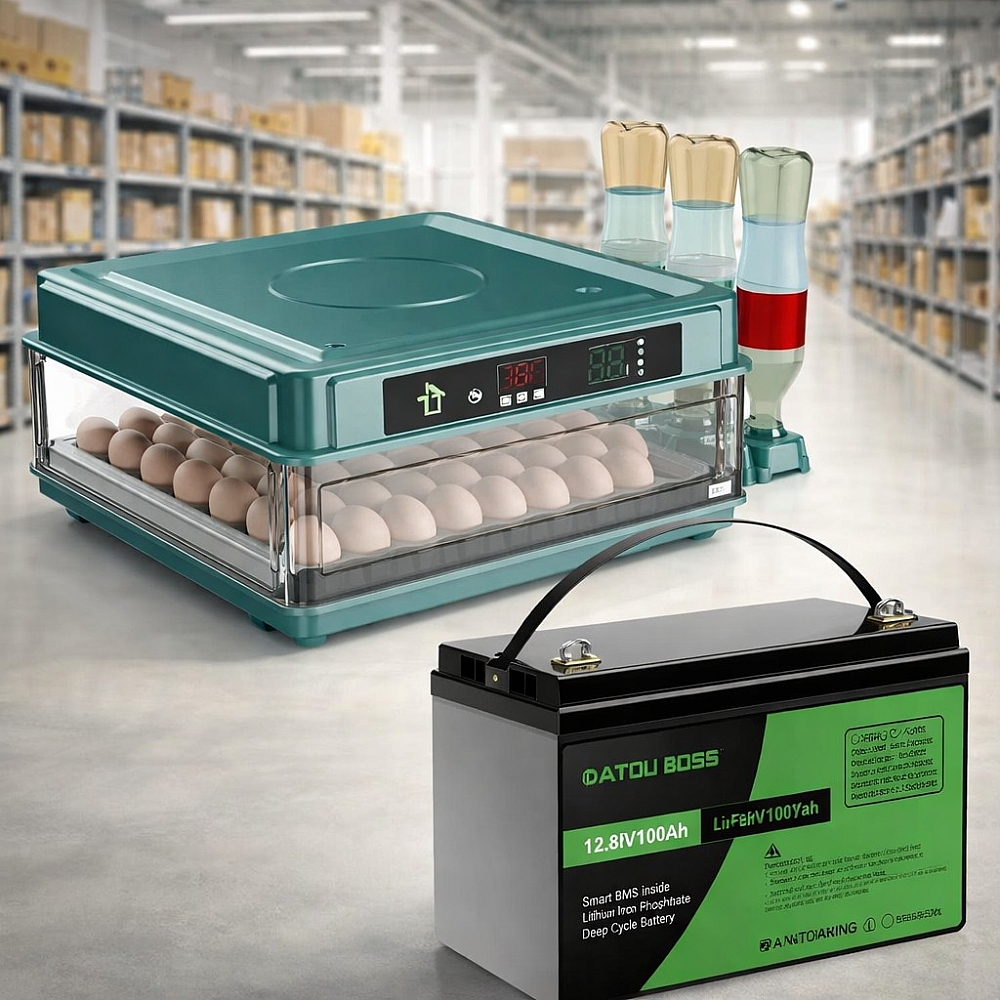 Комплект Інкубатор автоматичний на 130 яєць Vertis (220/12В) для безперервної інкубації+LiFePO4 12V/100Ah акумулятор Datouboss